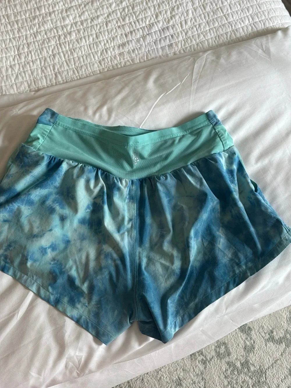 FP Movement by Free People Blue Green Tie-Dye Athletic Shorts
